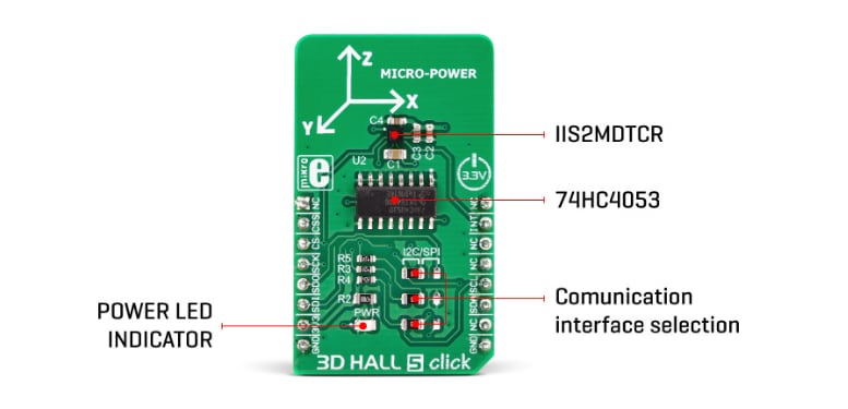 Block Diagram - Mikroe MIKROE-3197 3D HALL 5 Click